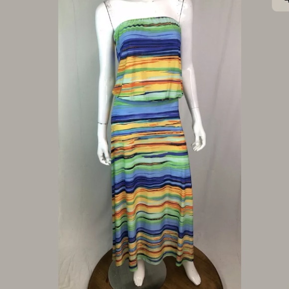 Cache Striped Sunrise Jersey Strapless Shift Dress - Picture 4 of 8